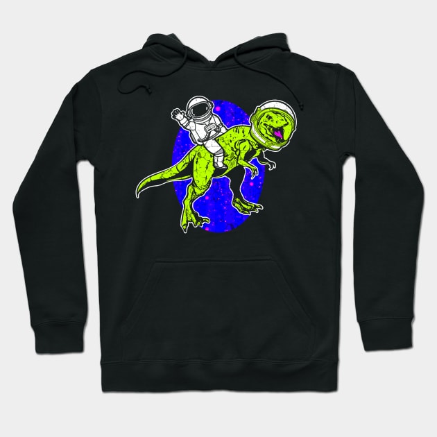 Astronaut Riding T-Rex Hoodie by Mila46